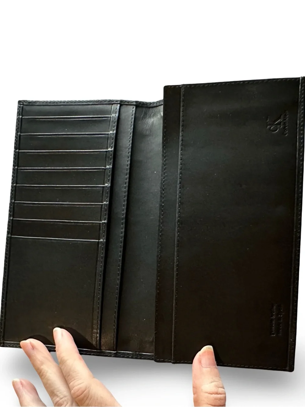 Calvin Klein Premium made in Spain Black Embossed Leather Long Wallet Unisex